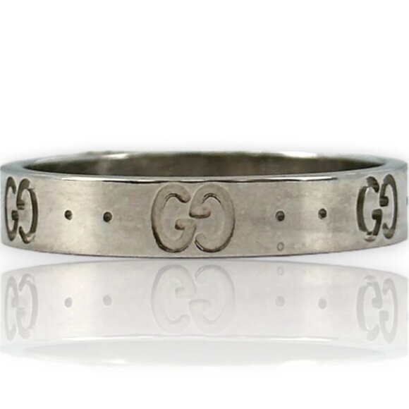 Gucci Jewelry - GUCCI Icon Thin 18kt White Gold Monogramed GG 4mm Band